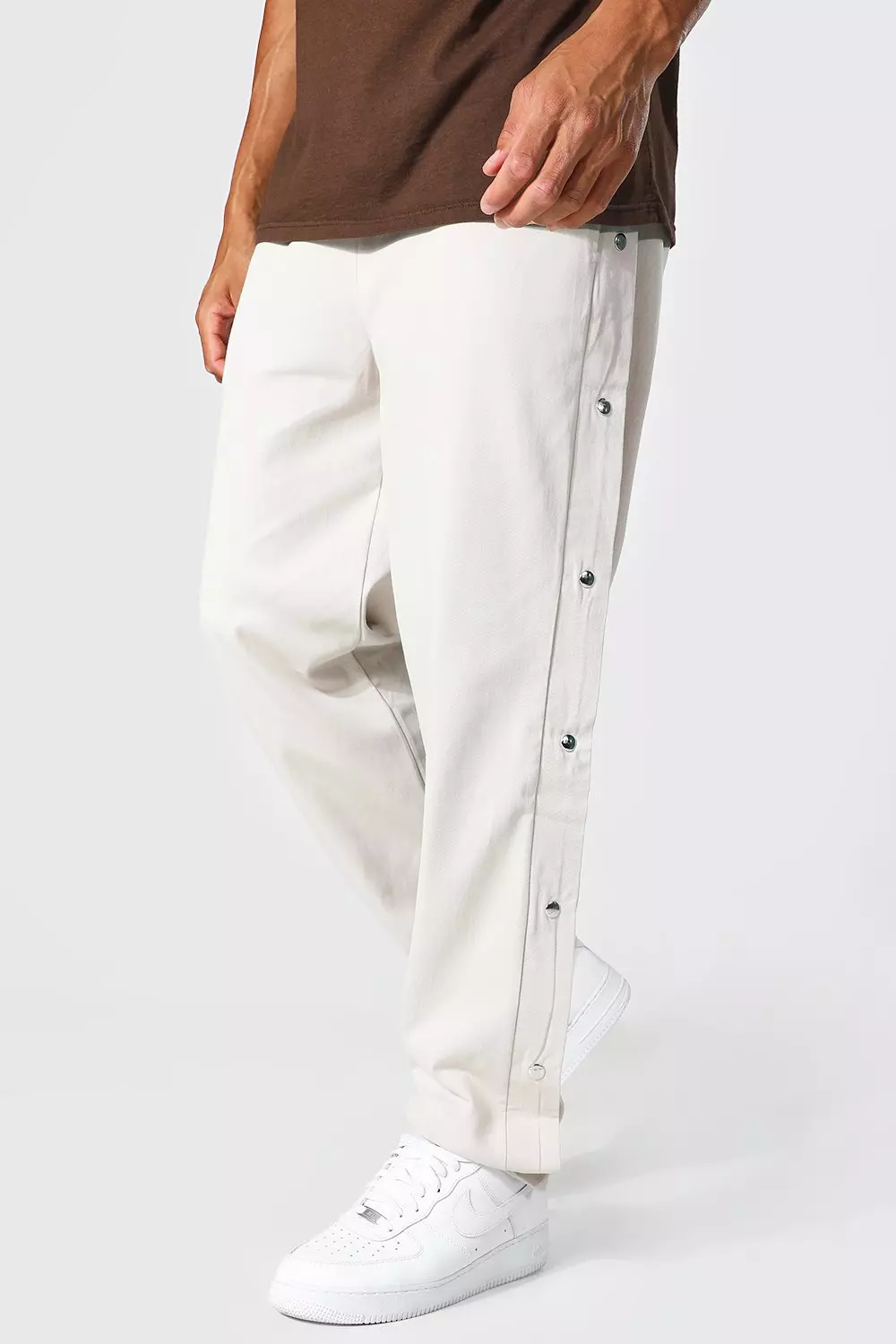 Wide leg hotsell popper trousers